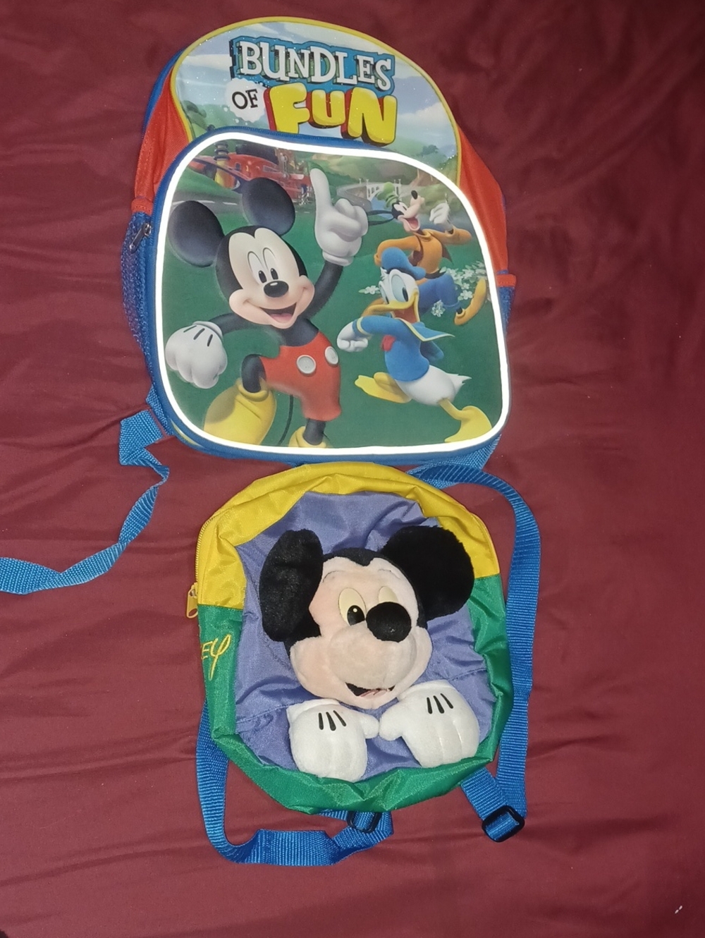 Bundle Of 2 Disney Mickey Mouse Backpacks